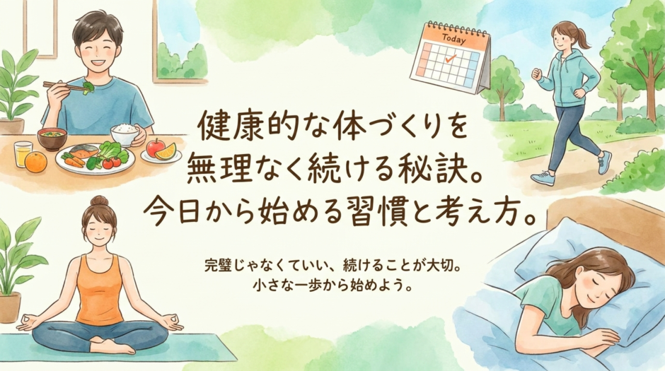 健康的な体づくりを無理なく続ける秘訣。今日から始める習慣と考え方。